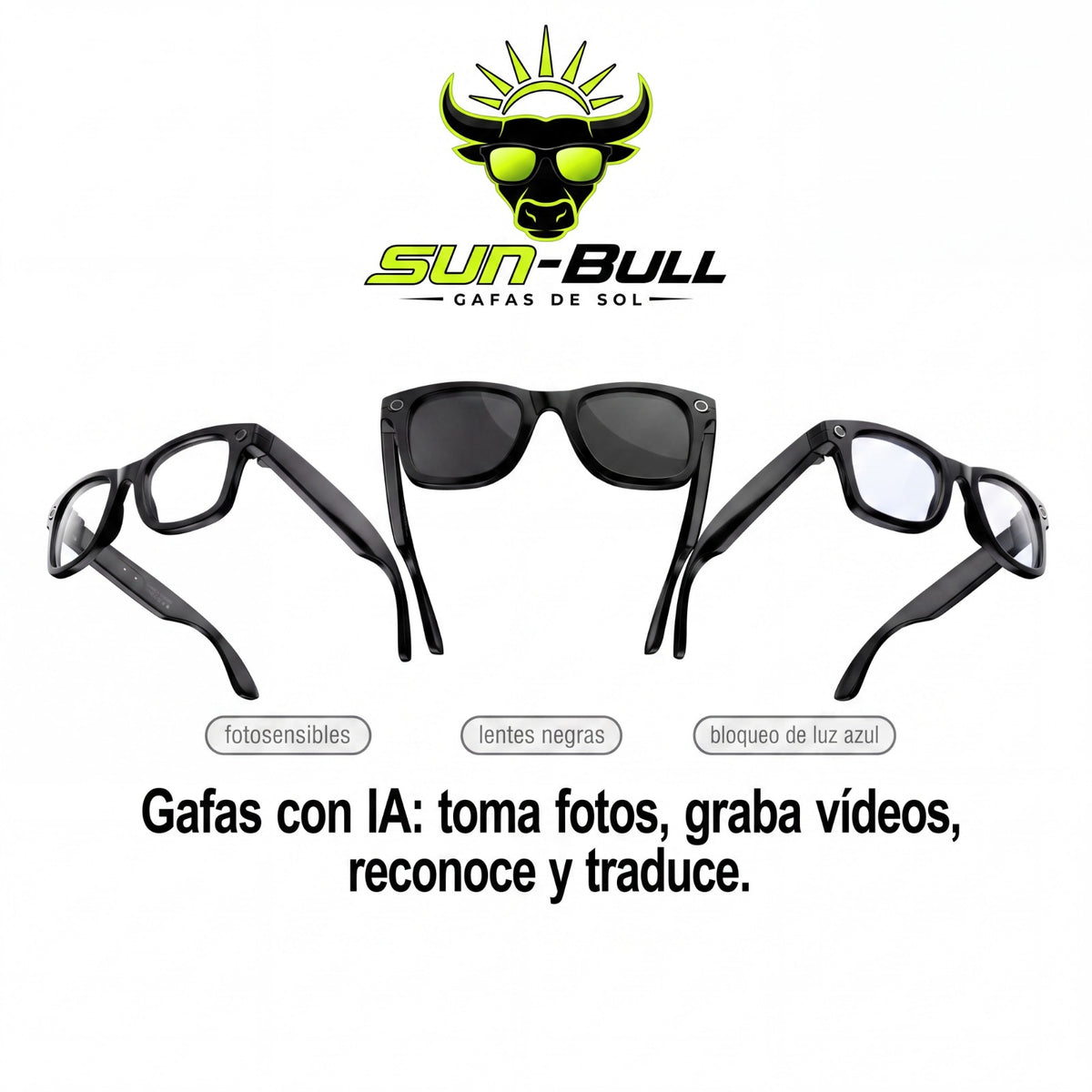 SUNBULL - Gafas 4K Fotos Video Música Traductor